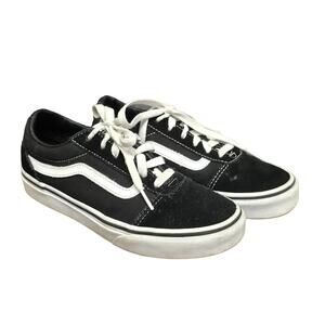 Vans Black & White Off The Wall Old Skool Low Top Canvas Skater Shoes Youth 3